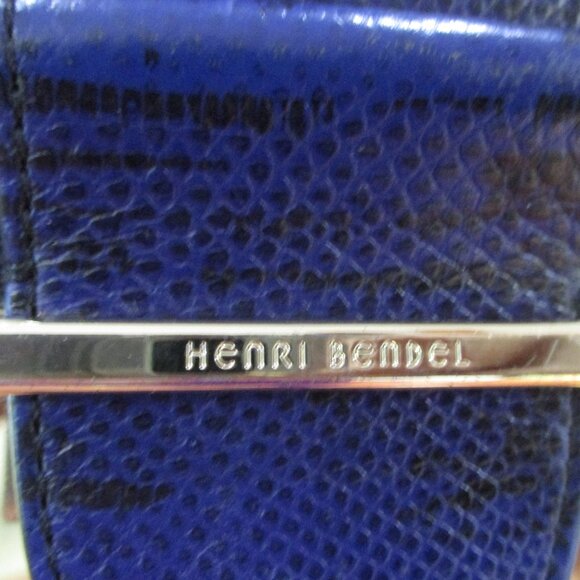 Henri Bendel Whitney Messenger Purple / Black Python Bag Leather - Picture 2 of 7